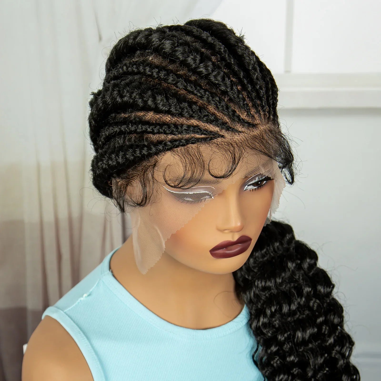 30" Cornrow Knotless Ponytail Braids Wig | Full Lace Frontal