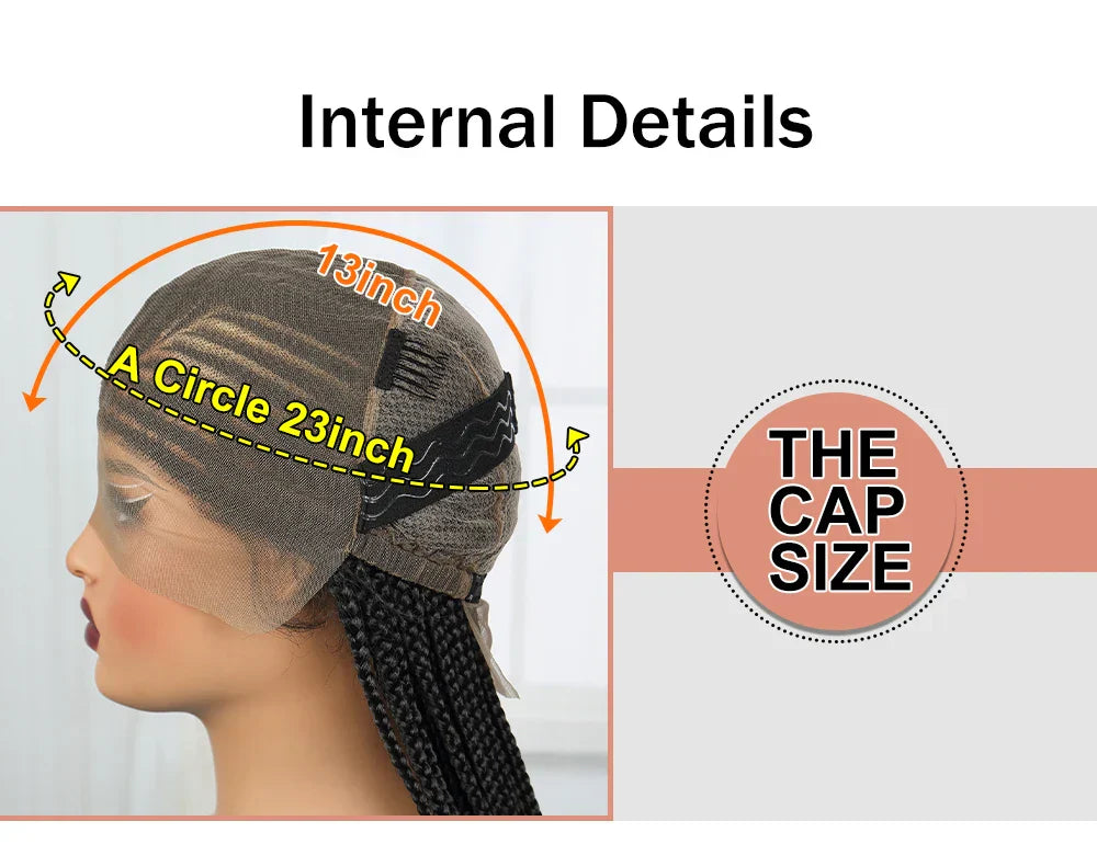 36" Natural Straight Cornrow Braids Wig | Lace Front | Baby Hair