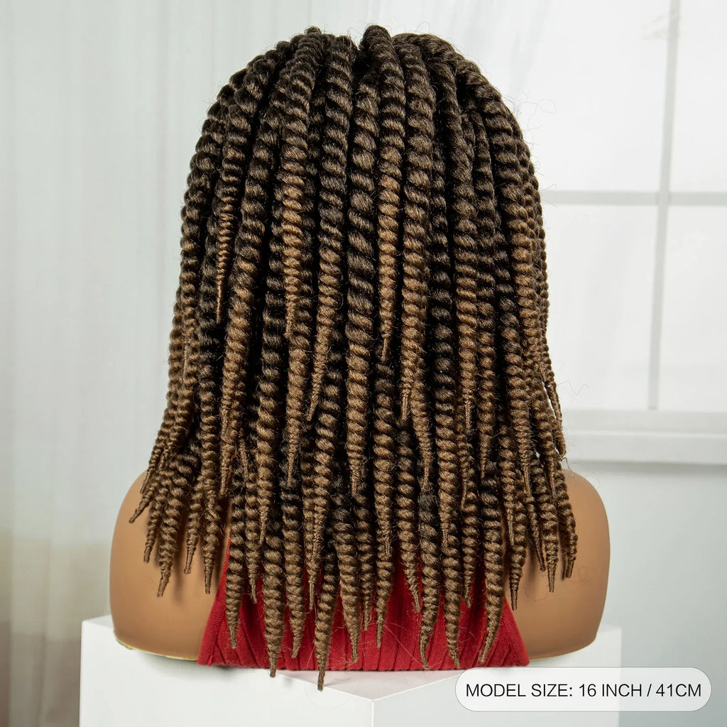 16" Knotless Box Twist Braids Wig | Full Lace | Baby Hair