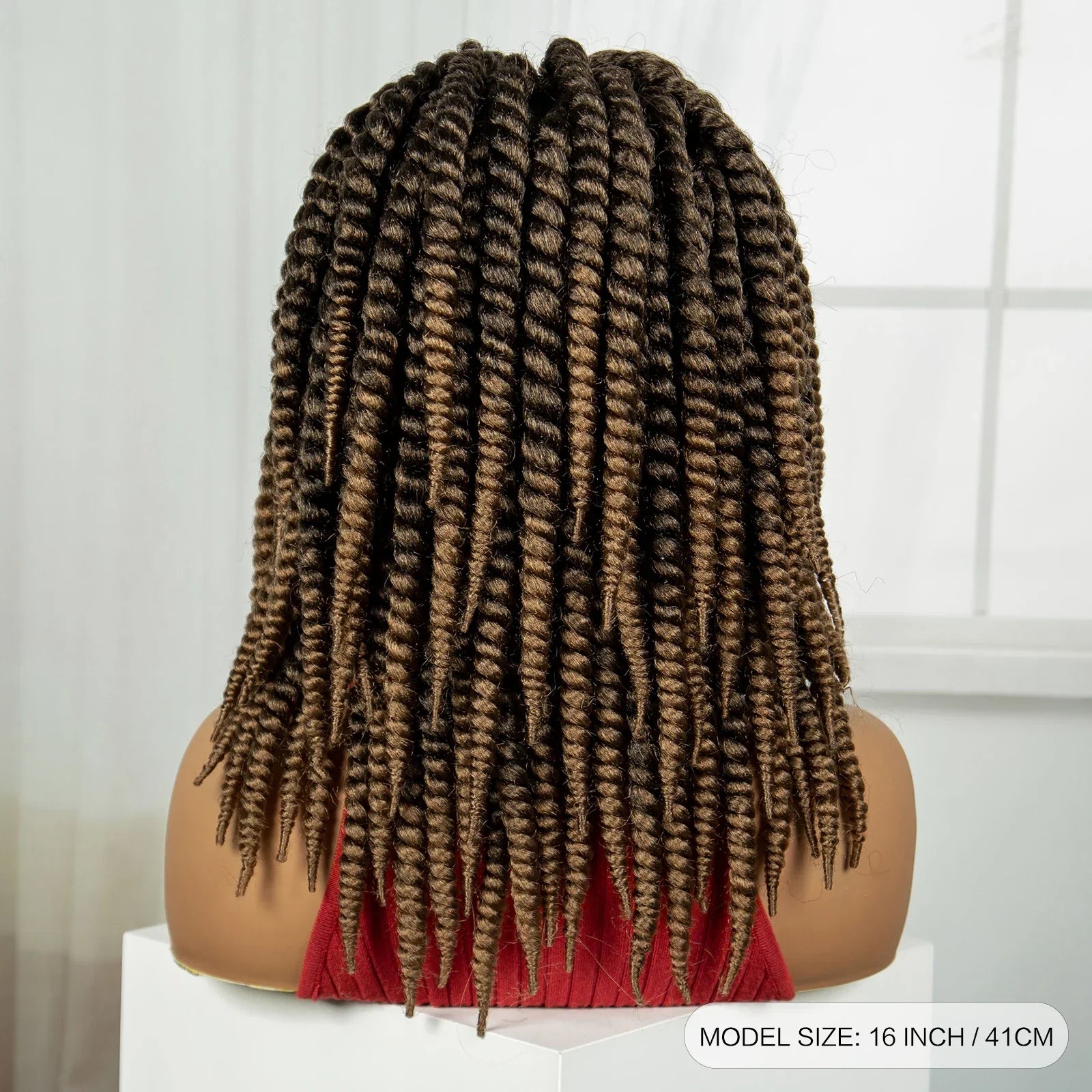 16" Knotless Box Twist Braids Wig | Full Lace | Baby Hair
