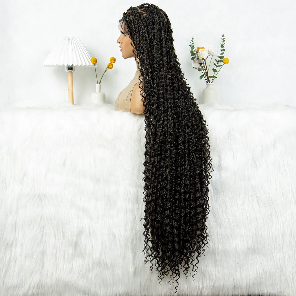 40" Goddess Braids Wig | Boho Knotless Box Braids | Full Lace | Baby Hair | Synthetic Hair | Black Women