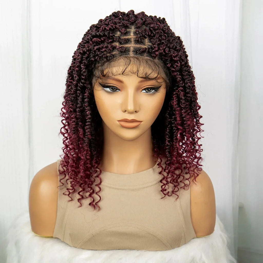1B/27 Short Passion Twist Lace Front Wig | Knotless Braids | Baby Hair | Synthetic Twist Spring Wig