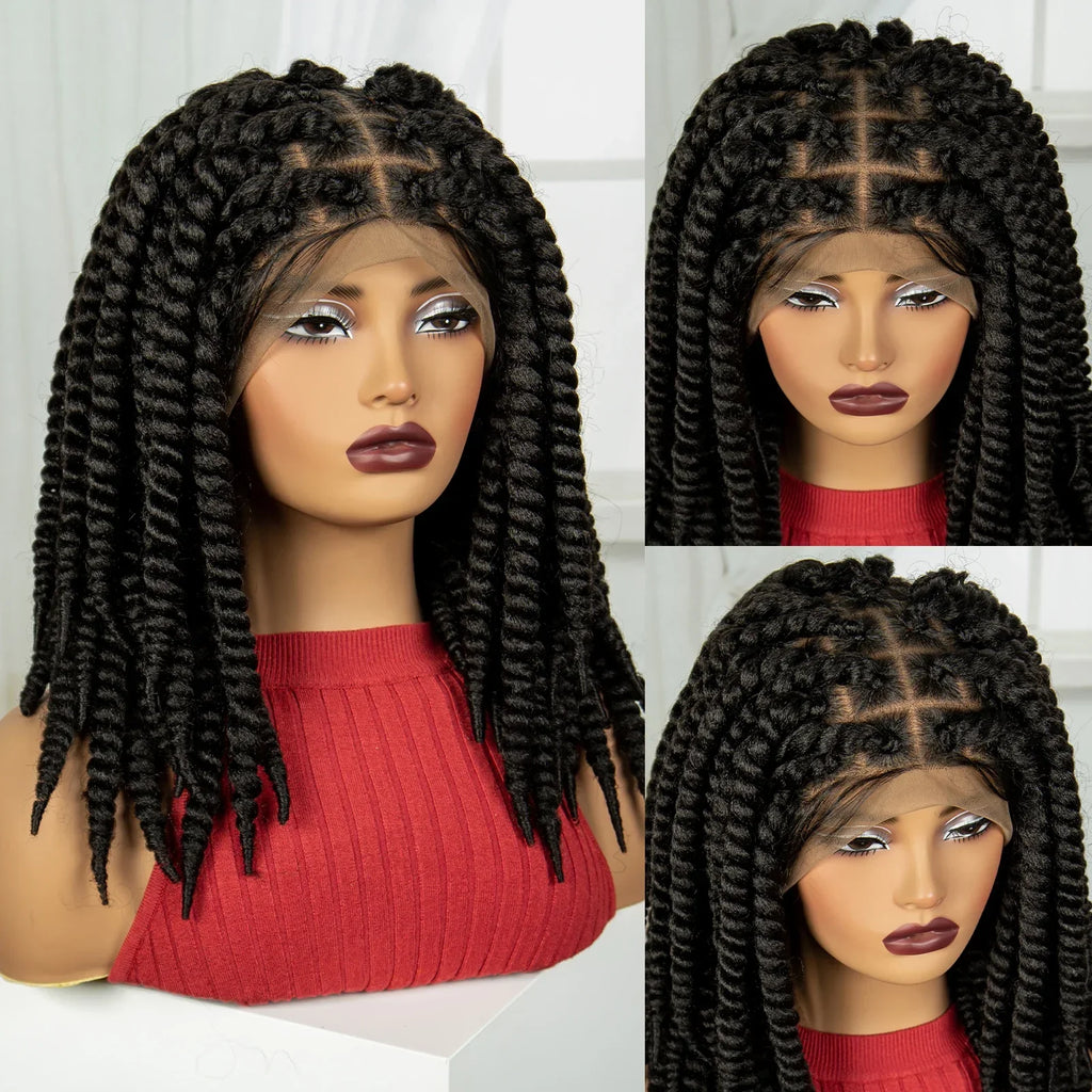 16" Twist Knotless Braids Wig | HD Full Lace | Baby Hair | Natural Look