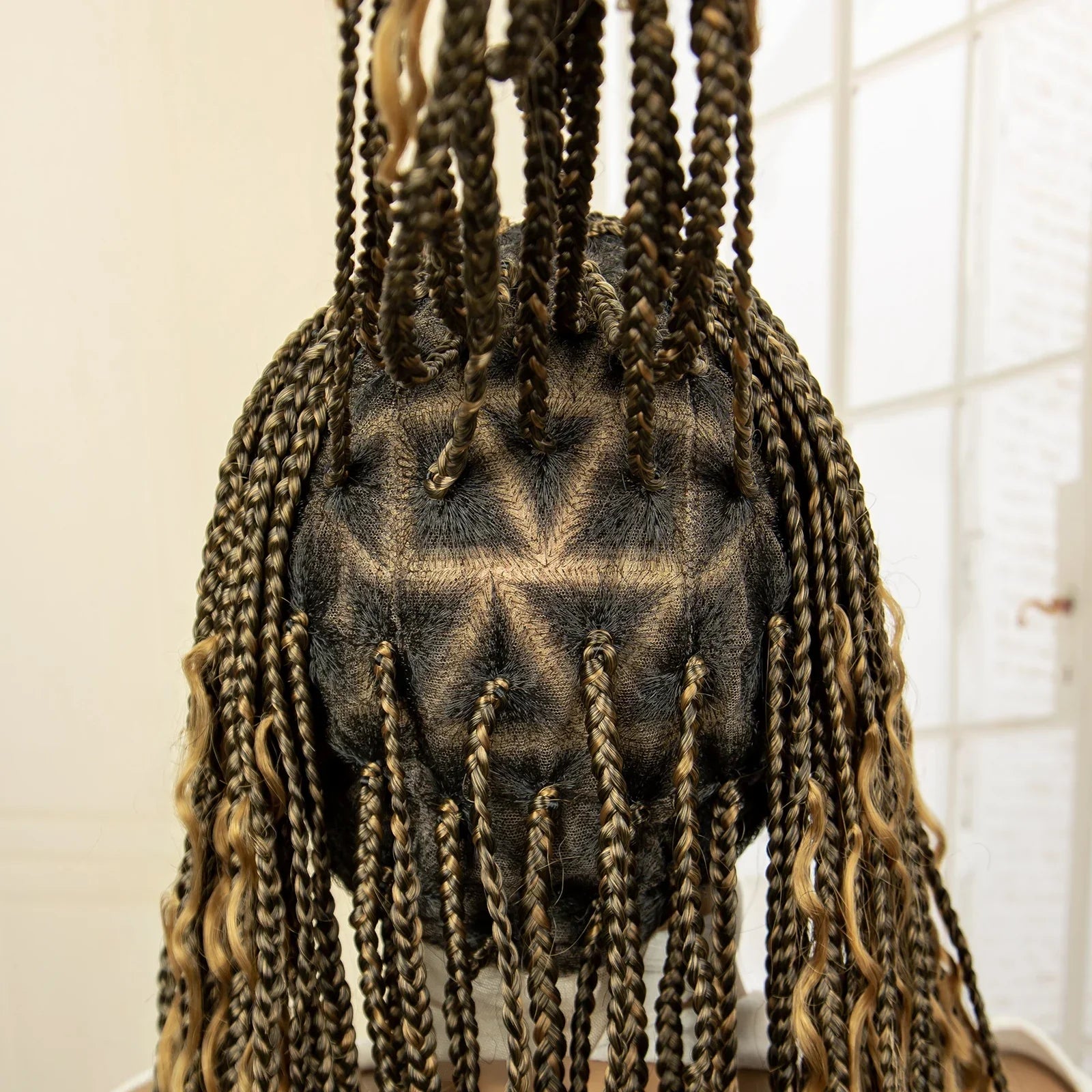 36" Blonde Box Braided Wig | Full Lace | Knotless Braids | Bohemian Style | Kanekalon Synthetic Hair