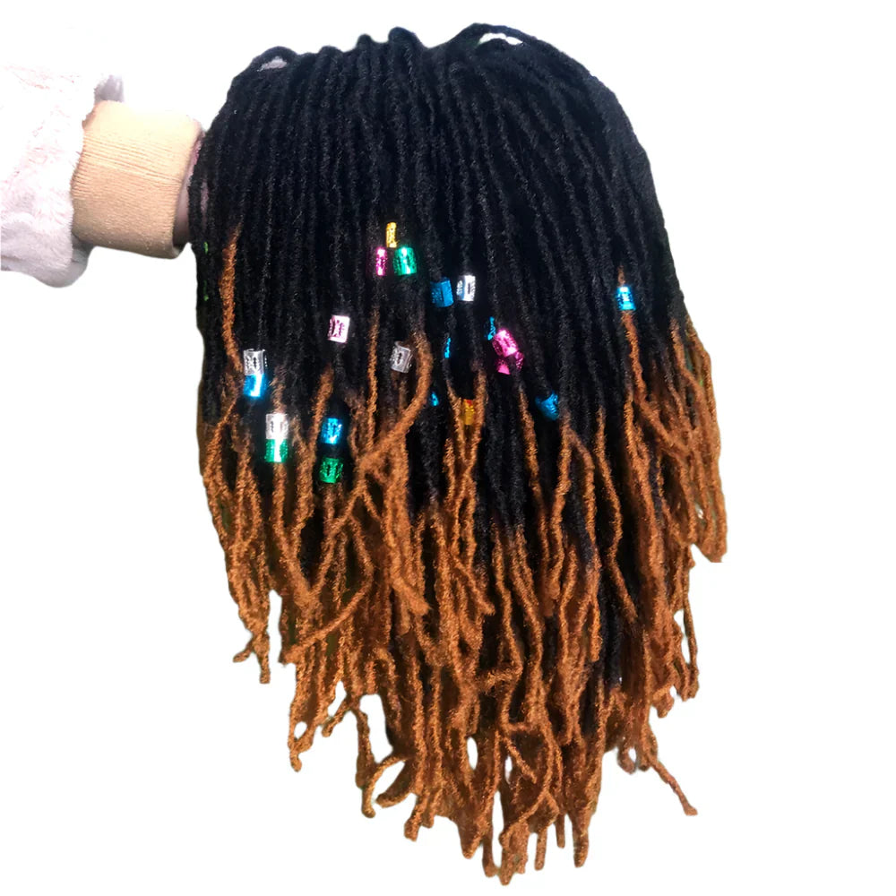 10" Short Braided Bob Wig | Faux Locs & Curly Twists | Black, Blonde, Red | Synthetic Hair