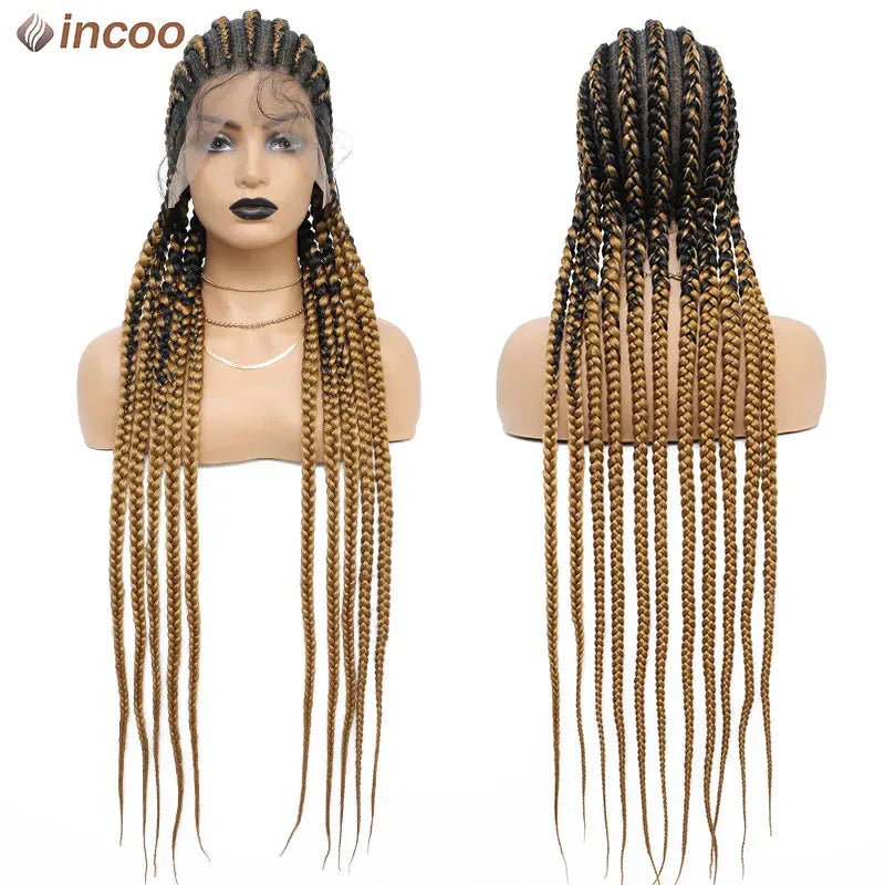 36" Twist Braided Wig | Cornrows & Goddess Braids | Full Lace Frontal | Baby Hair