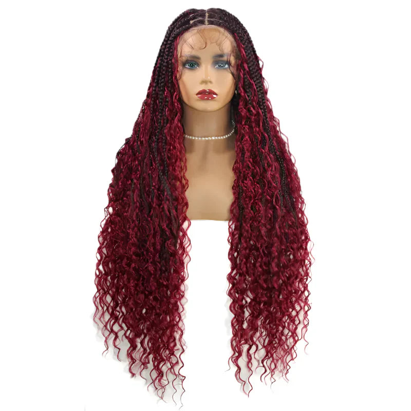 36" Ombre Goddess Locs Braids Wig | 360 Lace Front | Baby Hair | Bohemian Style