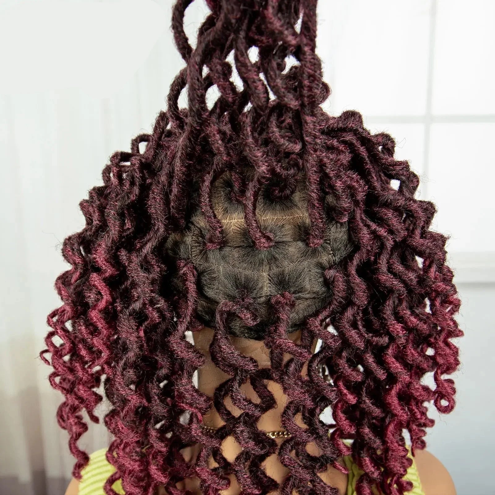 99J Burgundy Faux Locs Full Lace Wig | Baby Hair | Transparent Lace Front | Crochet Braids | Black Women