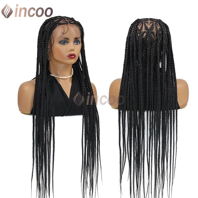 36" Heart Shaped Braided Wig | Senegalese Twists & Jumbo Box Braids | Full Lace Frontal