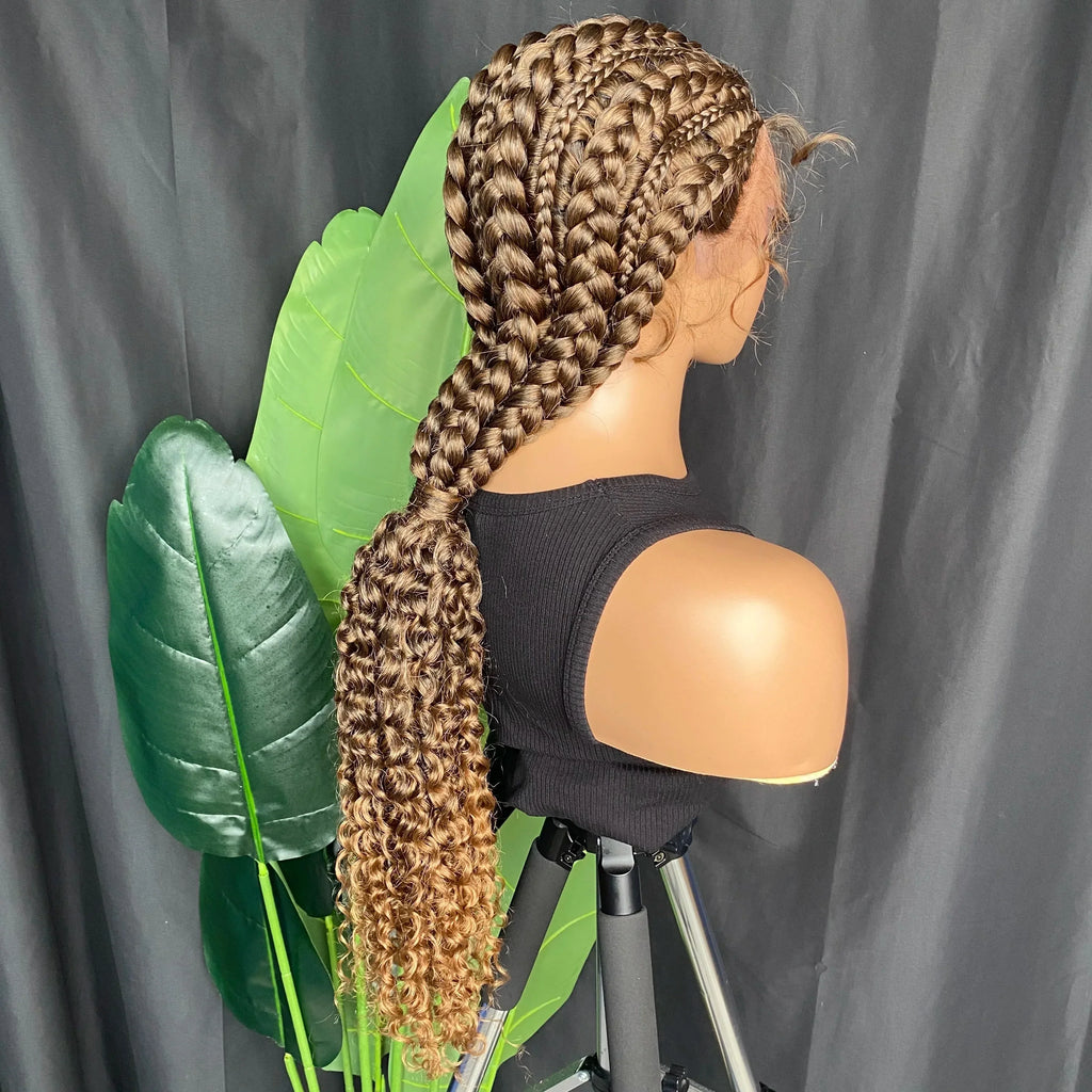 28" Double Dutch Cornrow Braids Wig | Lace Front | Twist Accents | Baby Hair | Kanekalon