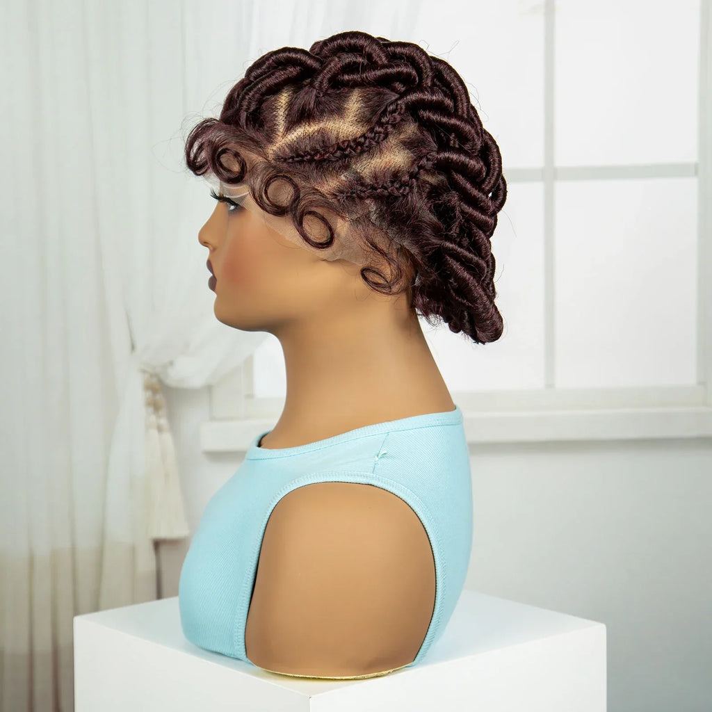 613 Blonde Short Handmade Bantu Knotless Braids Wig | Full Lace