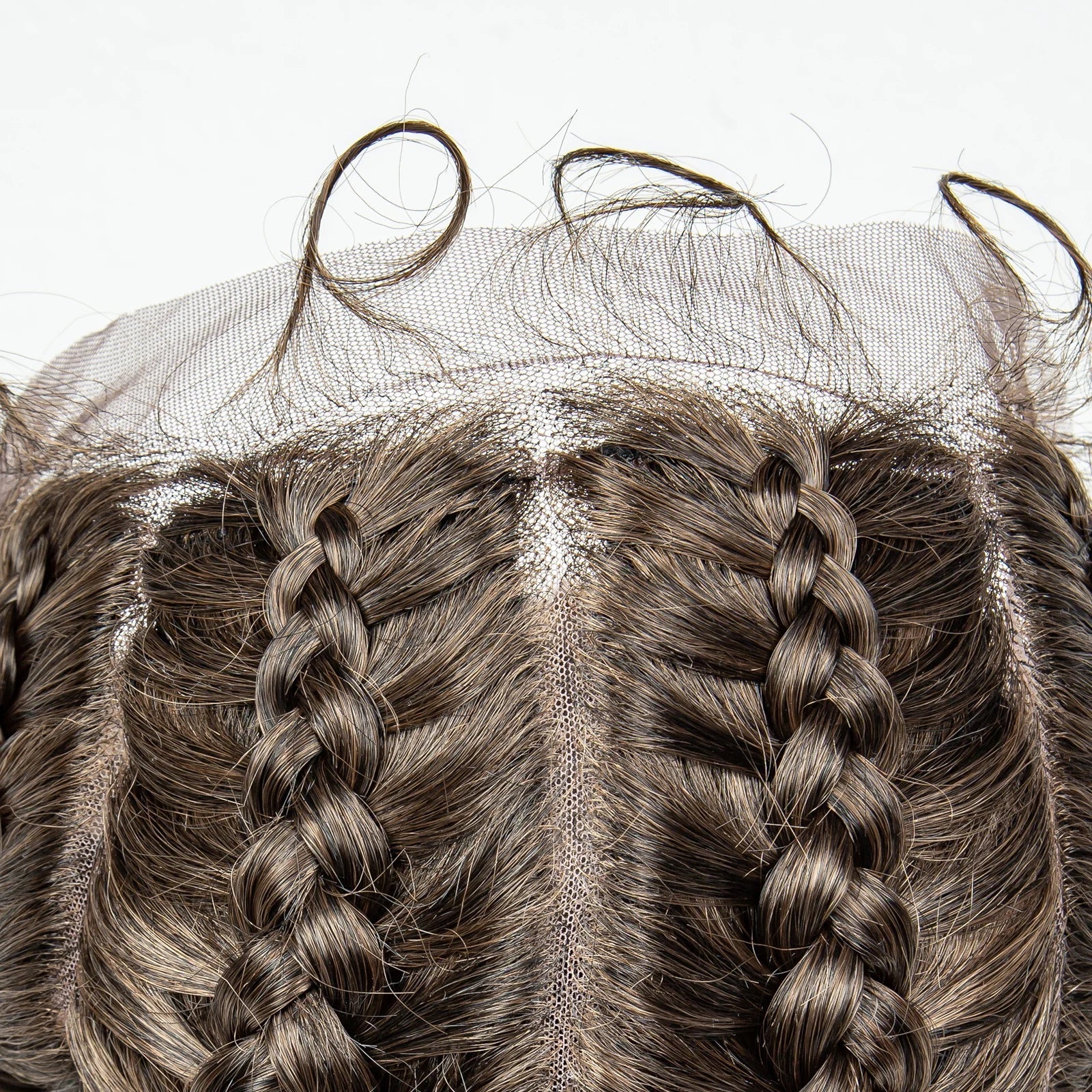 22" Box Braids Full Lace Wig | Two Curly Ponytails | Baby Hair | Synthetic Braided Wig