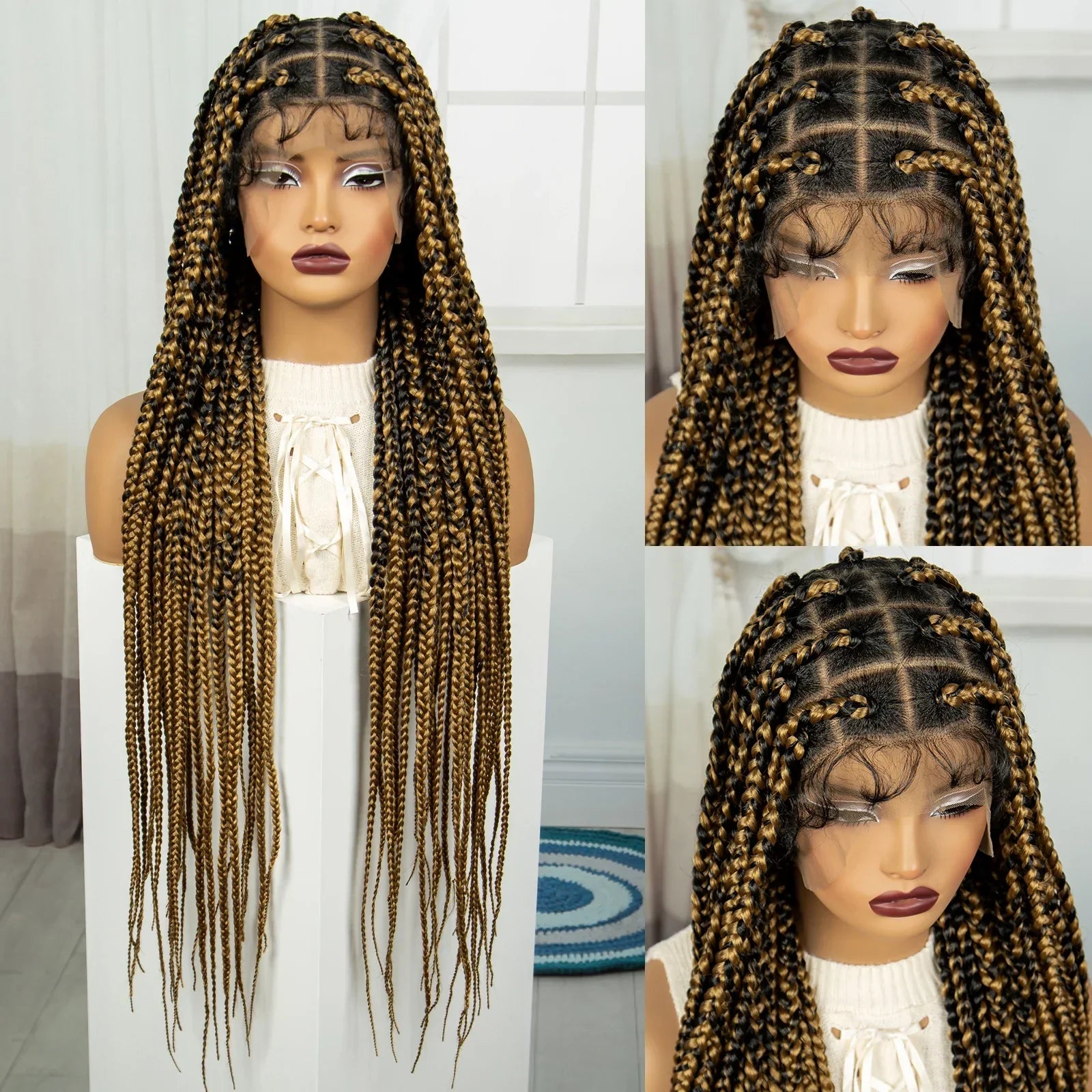 36" Knotless Box Braids Wig | Full Lace | Baby Hair | Natural Look