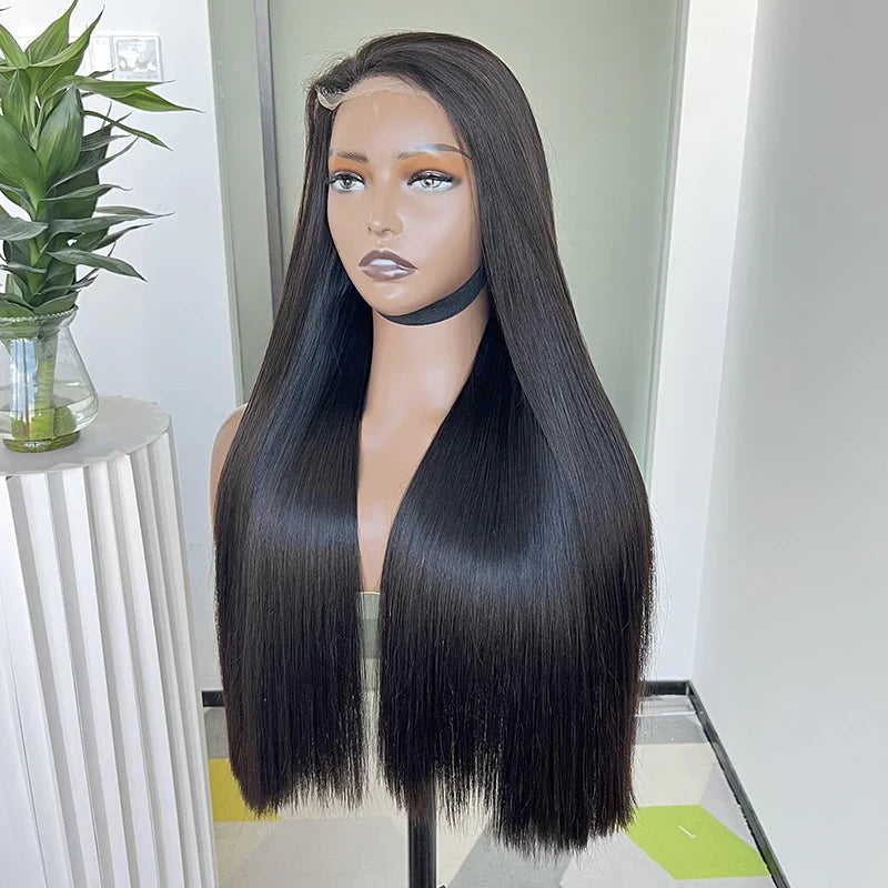 250% Density HD Lace Frontal Wig | Super Double Drawn Straight Virgin Human Hair | Natural Black