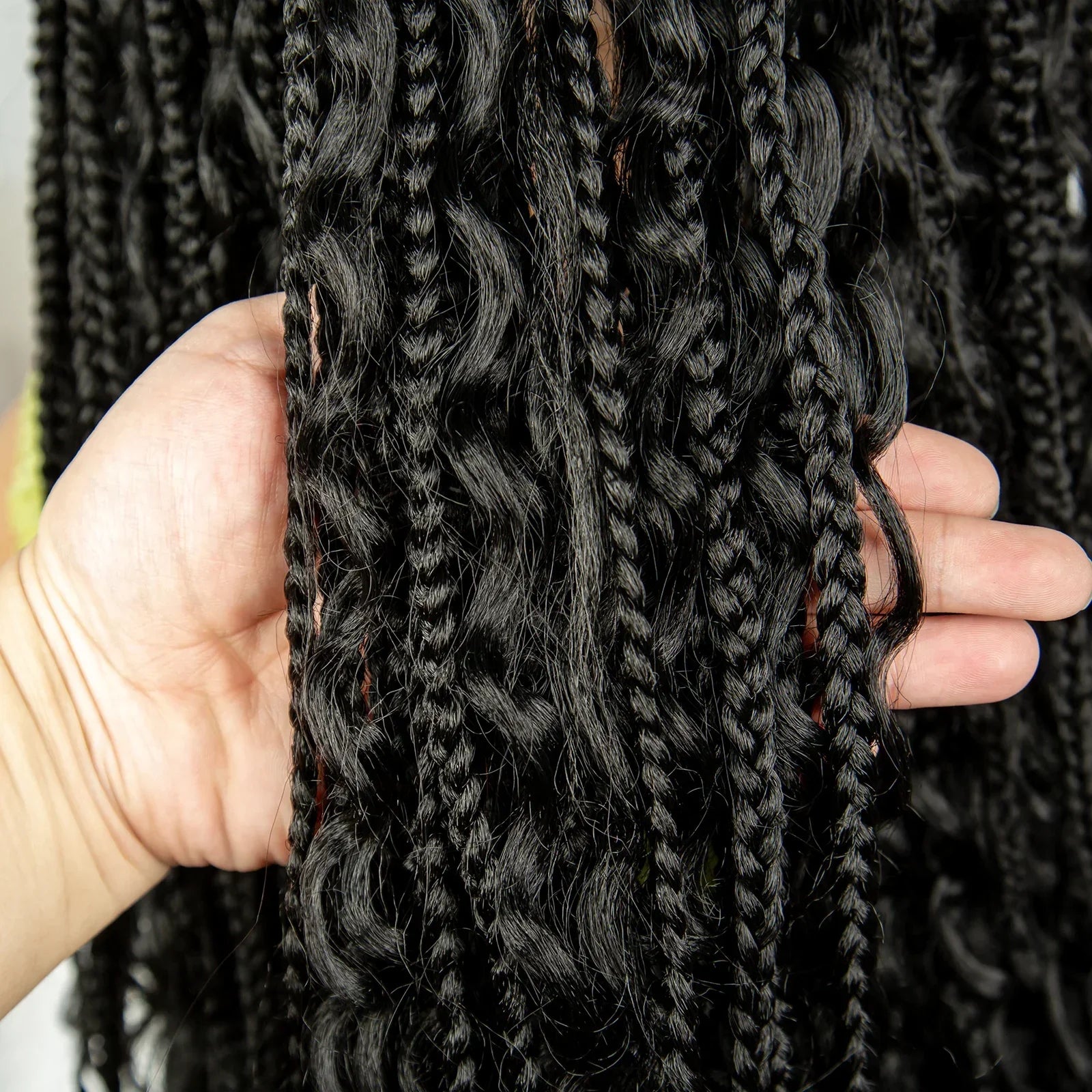 32" Boho Knotless Box Braids Wig | Curly Ends | Full Lace | Baby Hair | Synthetic Hair | Black Women