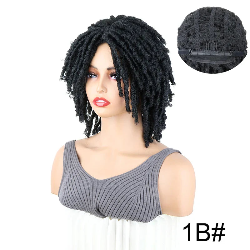 6" Short Dreadlock Wig | Curly Twisted Braid | Heat Resistant Synthetic Wig | Black & Brown