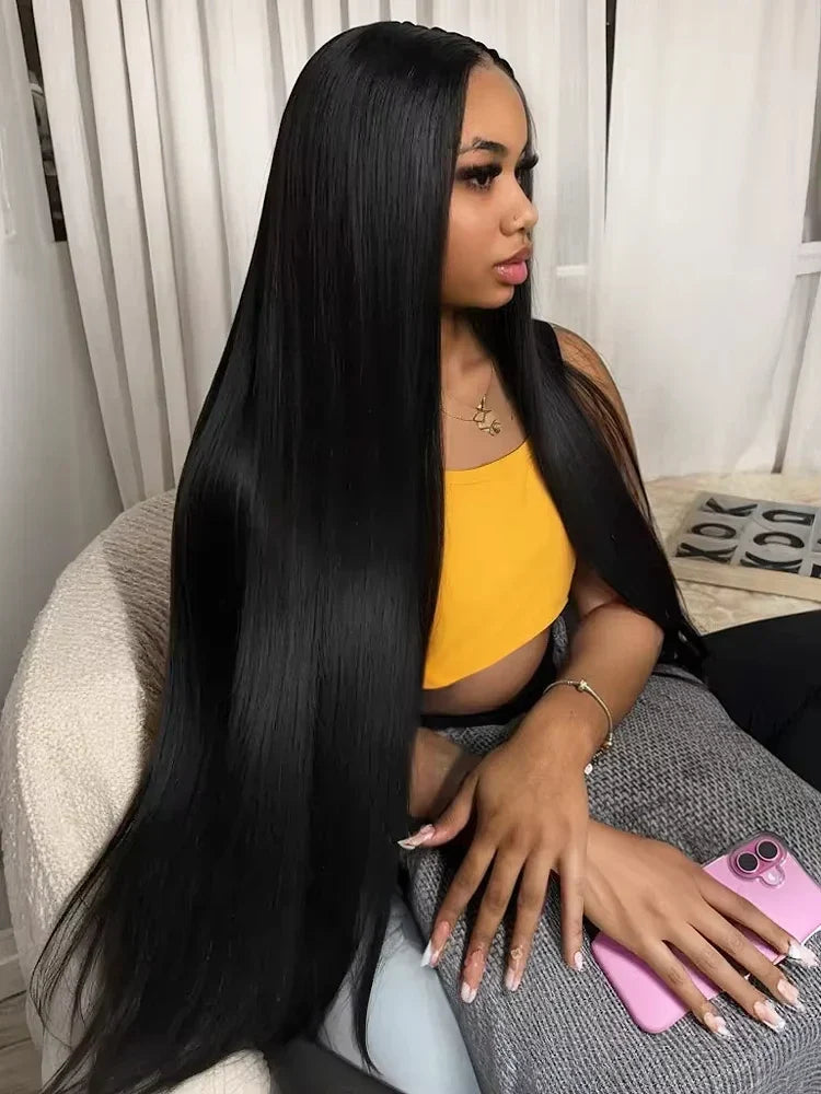 250 Density 40 36 Inch Straight HD Transparent 13x6 Lace Front Wig | Brazilian Virgin Remy Human Hair