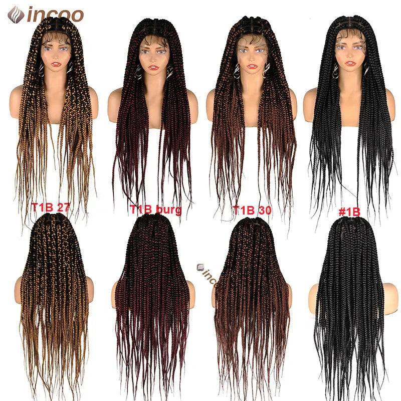 36" Jumbo Knotless Box Braided Full Lace Front Wig | Cornrows | Synthetic Braids | Black Women