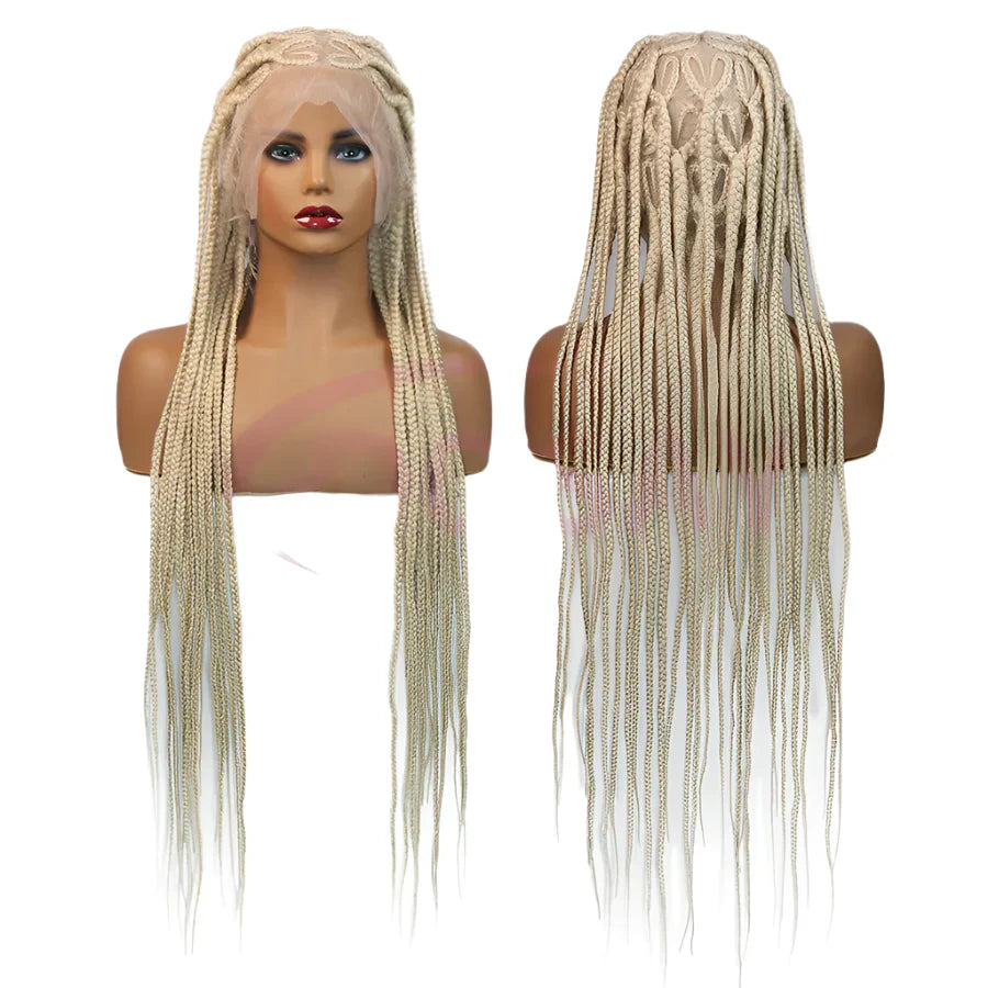 36" Heart Box Braids Lace Wig | Full Lace Cornrow Braids | Synthetic Braided Wig for Black Women | Clearance