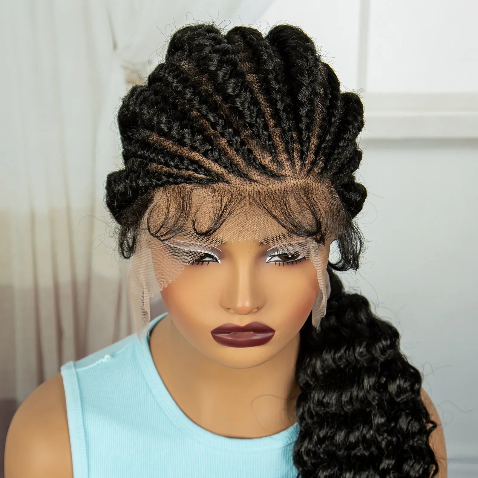 30" Cornrow Knotless Ponytail Braids Wig | Full Lace Frontal
