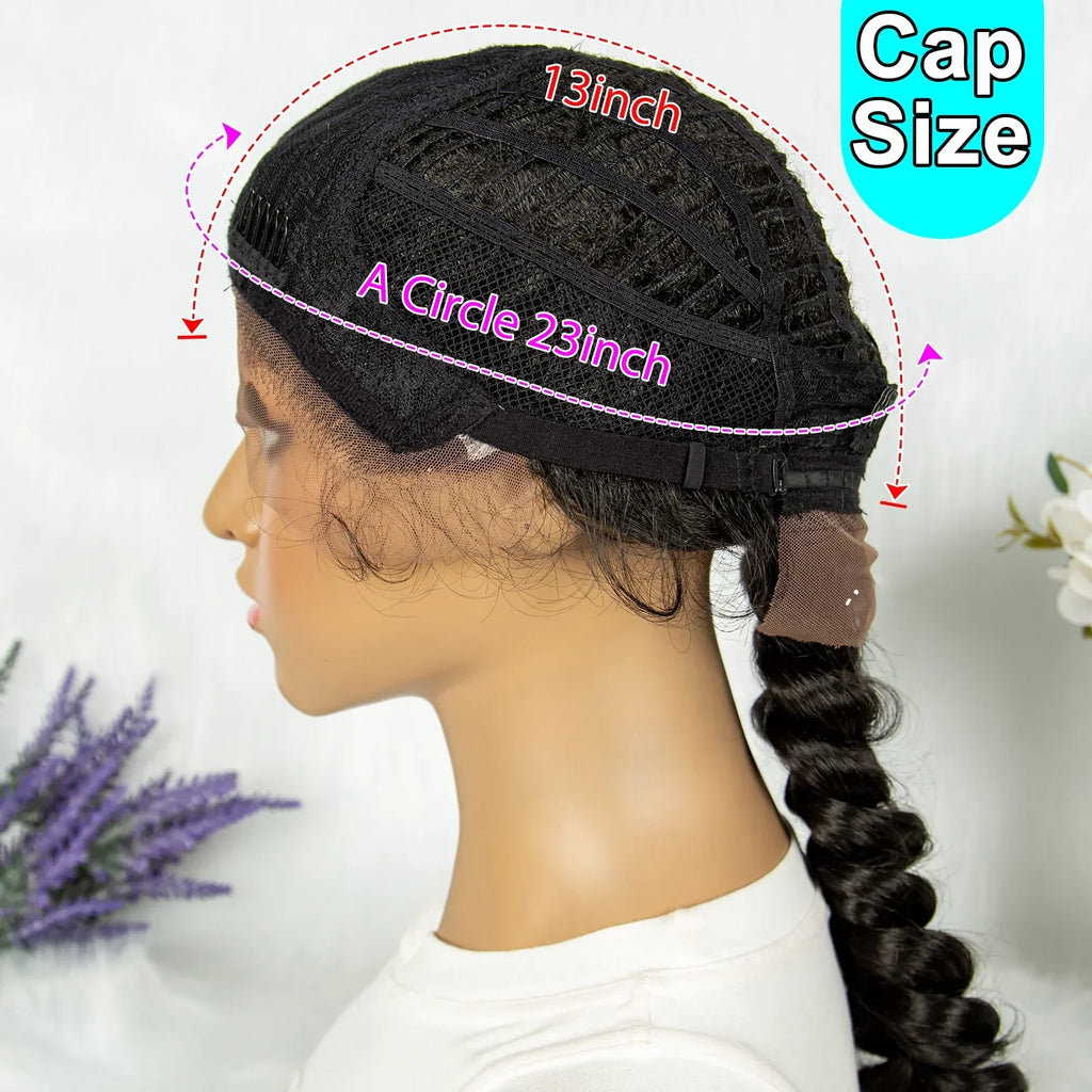 13x4 Lace Front Braided Wig | Kinky Curly Ends | Synthetic Africa Wig with Baby Hair for Black Women