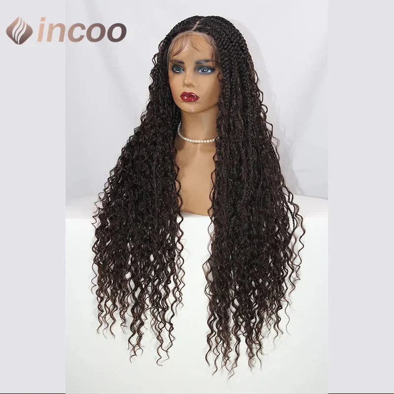 613 Blonde & Burgundy Butterfly Braids Wig | 36" Full Lace | Goddess Locs & Box Braids