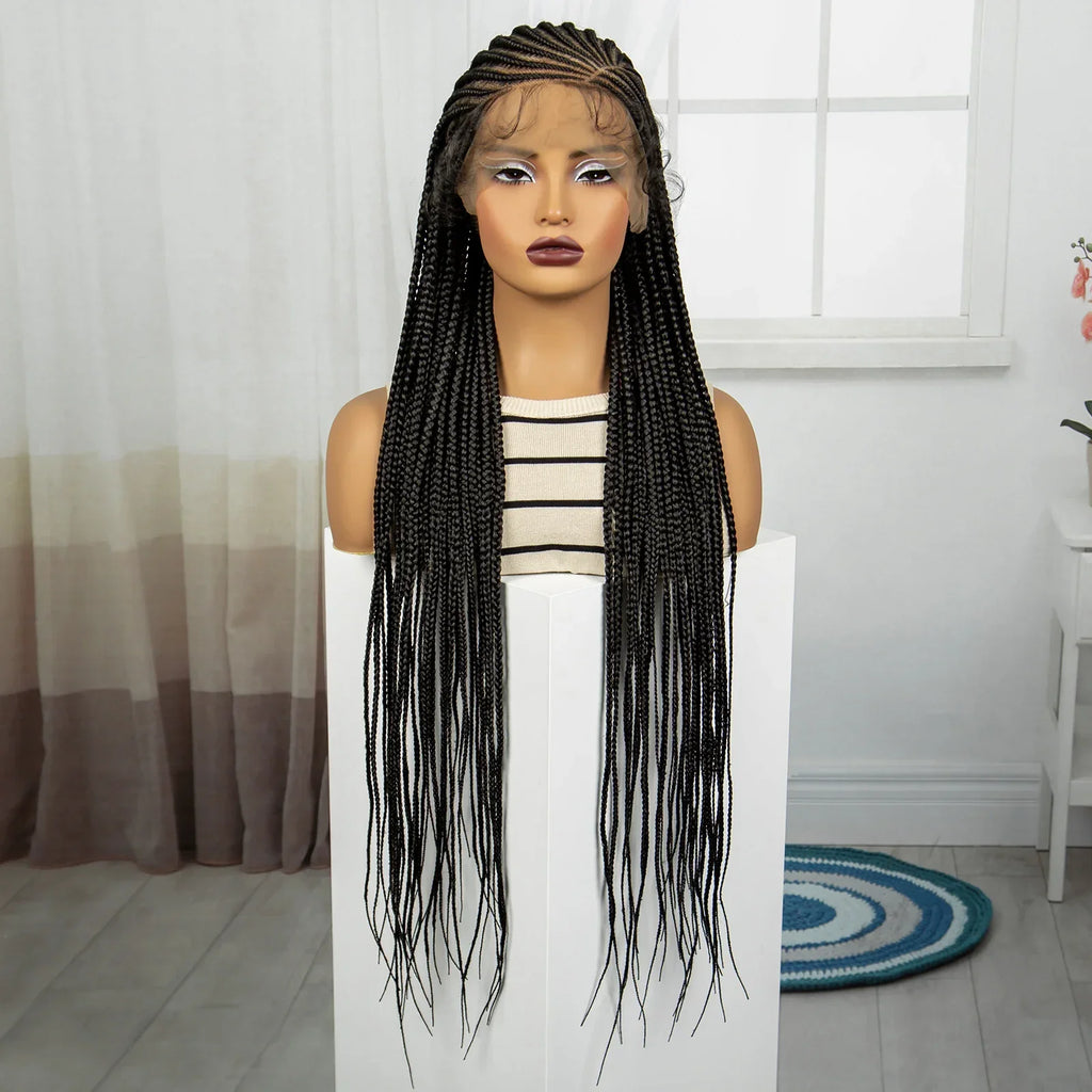 36" Knotless Cornrow Braids Wig | Full Lace | Baby Hair | Black Women