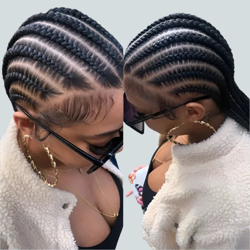 36" Cornrow Twisted Braided Wig | Ombre Blonde Passion Twists | Faux Locs & Goddess Box Braids | Full Lace Front Wig