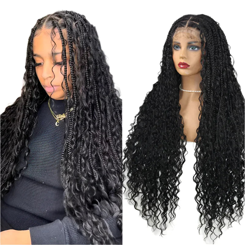 36" Ombre Goddess Locs Braids Wig | 360 Lace Front | Baby Hair | Bohemian Style