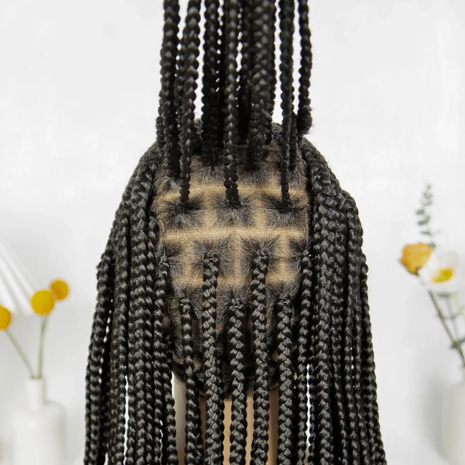 36" Cornrow Braided Full Lace Wig | Knotless Box Braids | Baby Hair | Synthetic Braiding Wig for Black Women