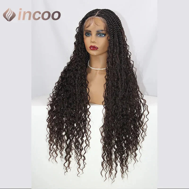 613 Blonde & Burgundy Butterfly Braids Wig | 36" Full Lace | Goddess Locs & Box Braids