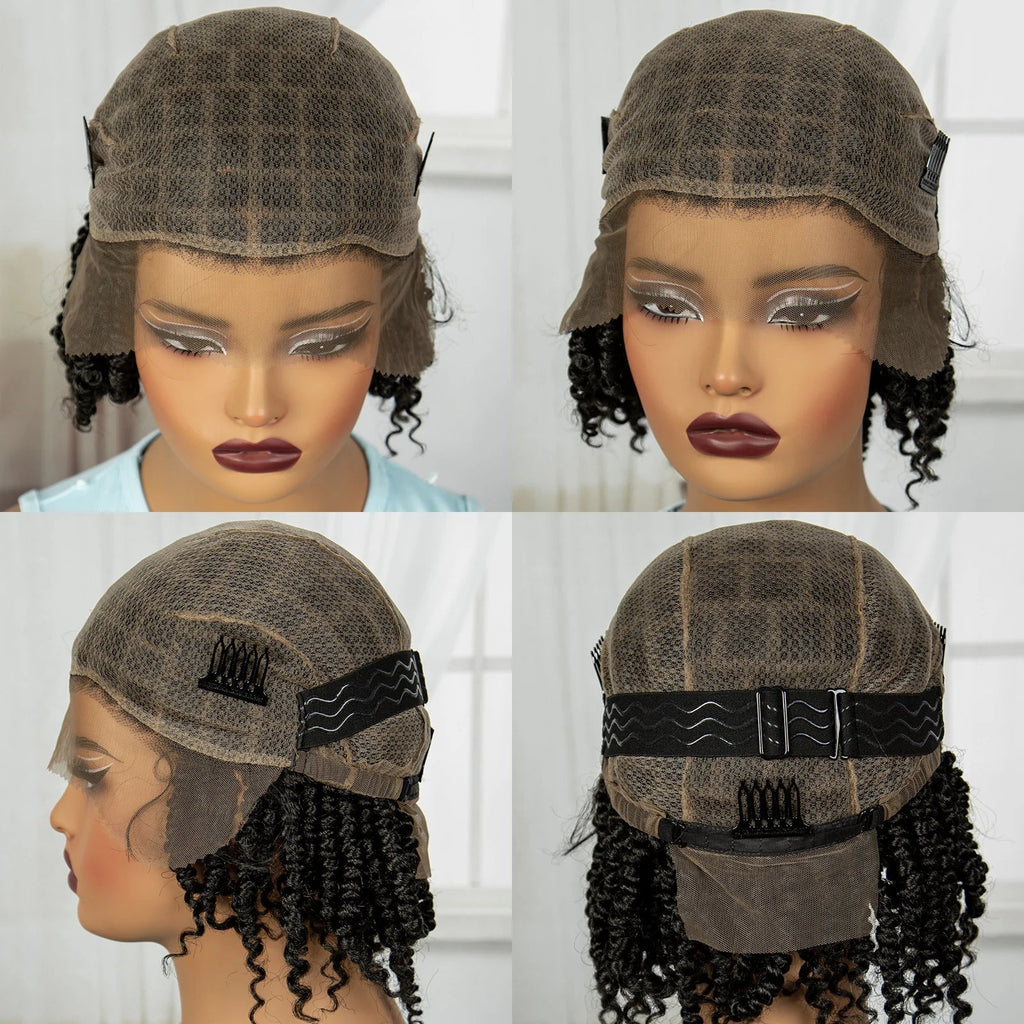 10" Natural Twist Braids Wig | Full Lace | Baby Hair | Short Braided Style
