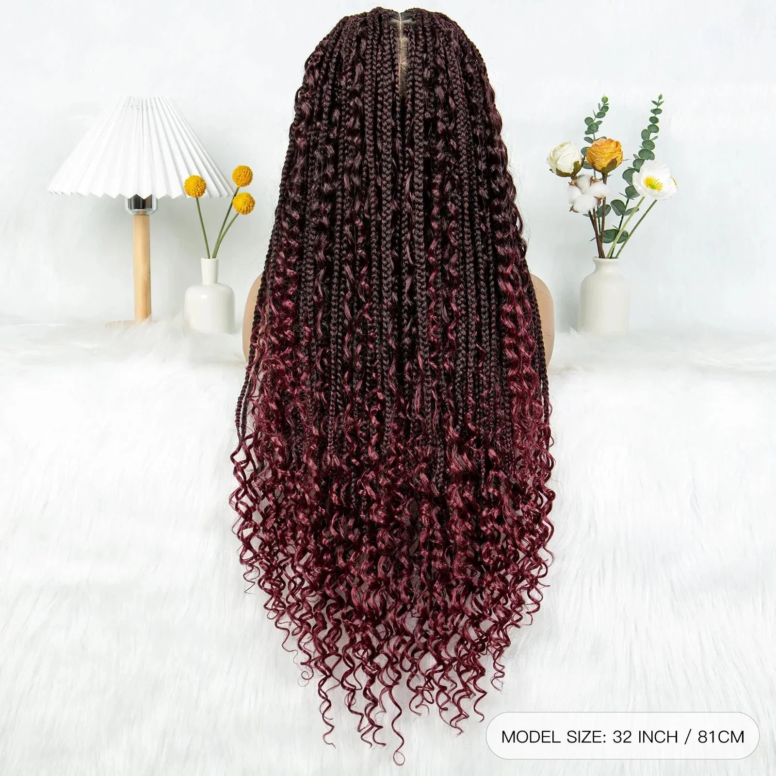 32" Natural Boho Knotless Braids Wig | HD Lace Front | Baby Hair | Synthetic