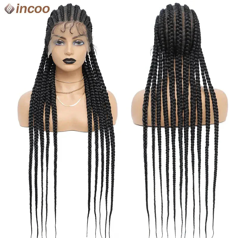 36" Twist Braided Wig | Cornrows & Goddess Braids | Full Lace Frontal | Baby Hair