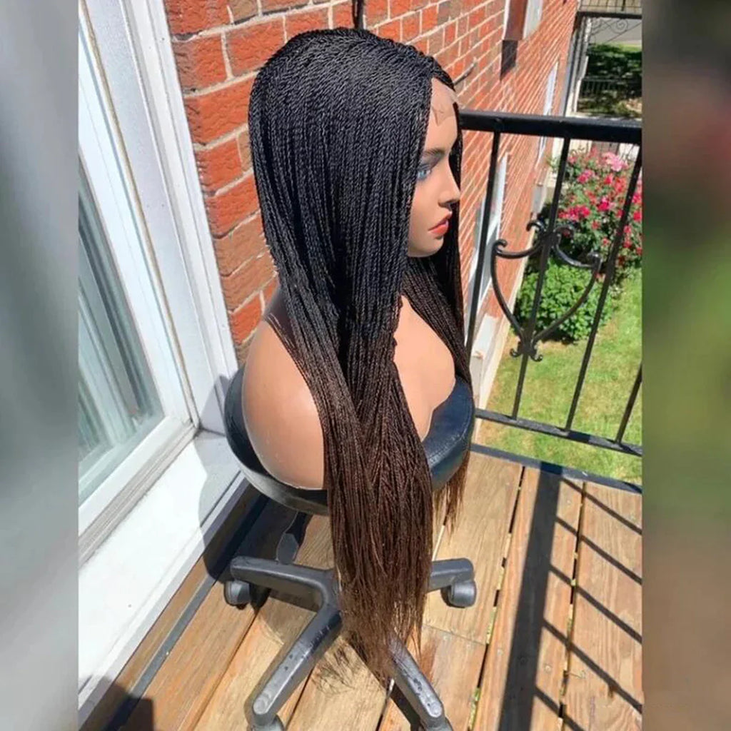 28" Platinum Grey Box Braided Wig | Full Lace | Kanekalon Synthetic Hair | Choose Lace Color