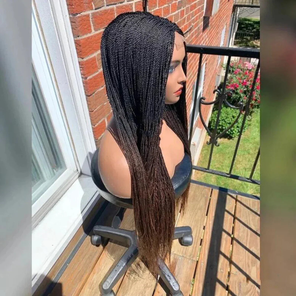 28" Platinum Grey Box Braided Wig | Full Lace | Kanekalon Synthetic Hair | Choose Lace Color