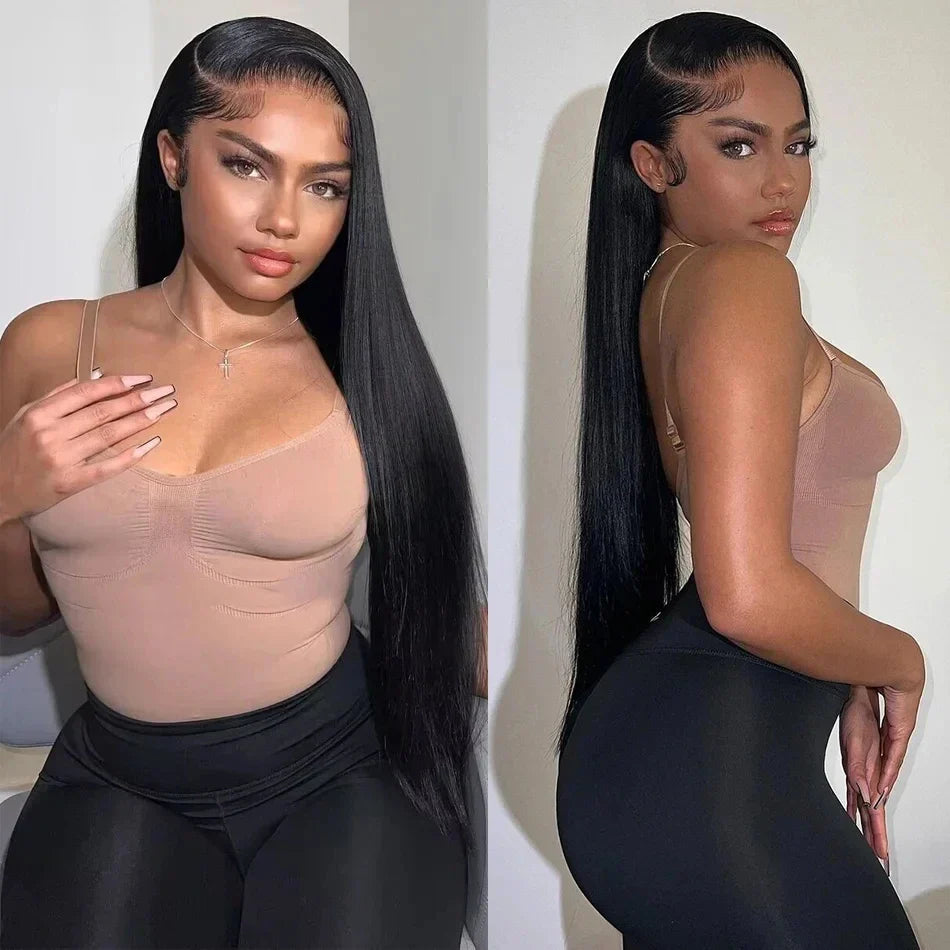 180% Density Straight Human Hair Wigs | HD 4x4 Lace Closure & 13x4/13x6 Lace Frontal Wig (Remy, 30-36 Inch Transparent Lace)