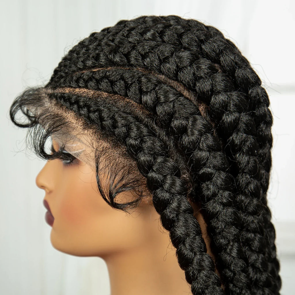32" Natural Cornrow Knotless Braids Wig | Full Lace | Baby Hair