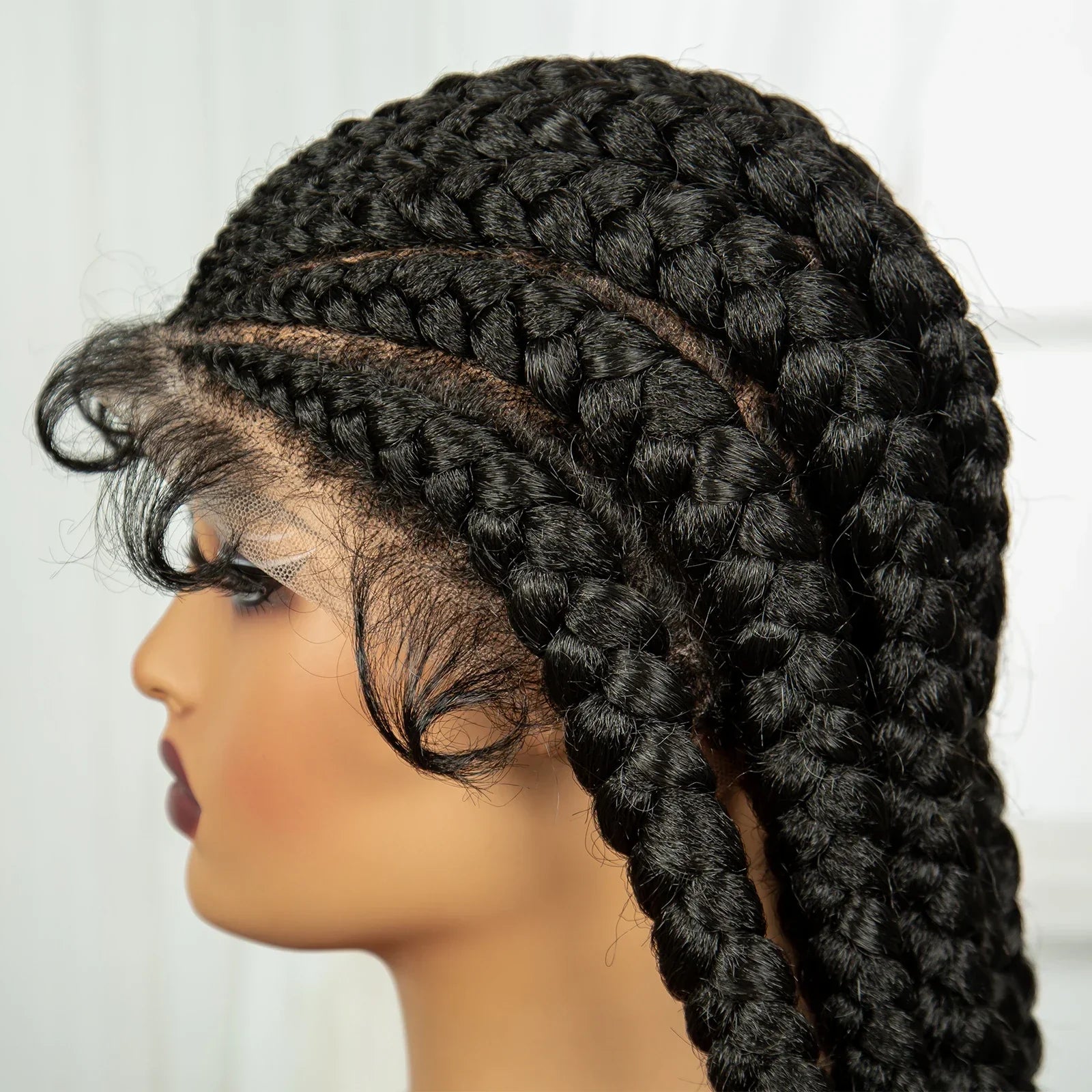32" Natural Cornrow Knotless Braids Wig | Full Lace | Baby Hair