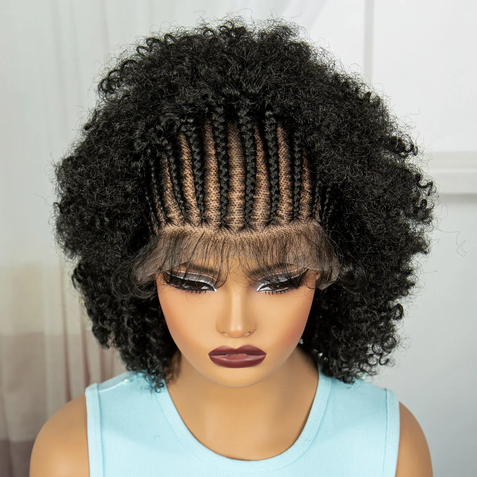 Afro Kinky Curly Braids Wig | Full Lace | Cornrow Accents | Baby Hair