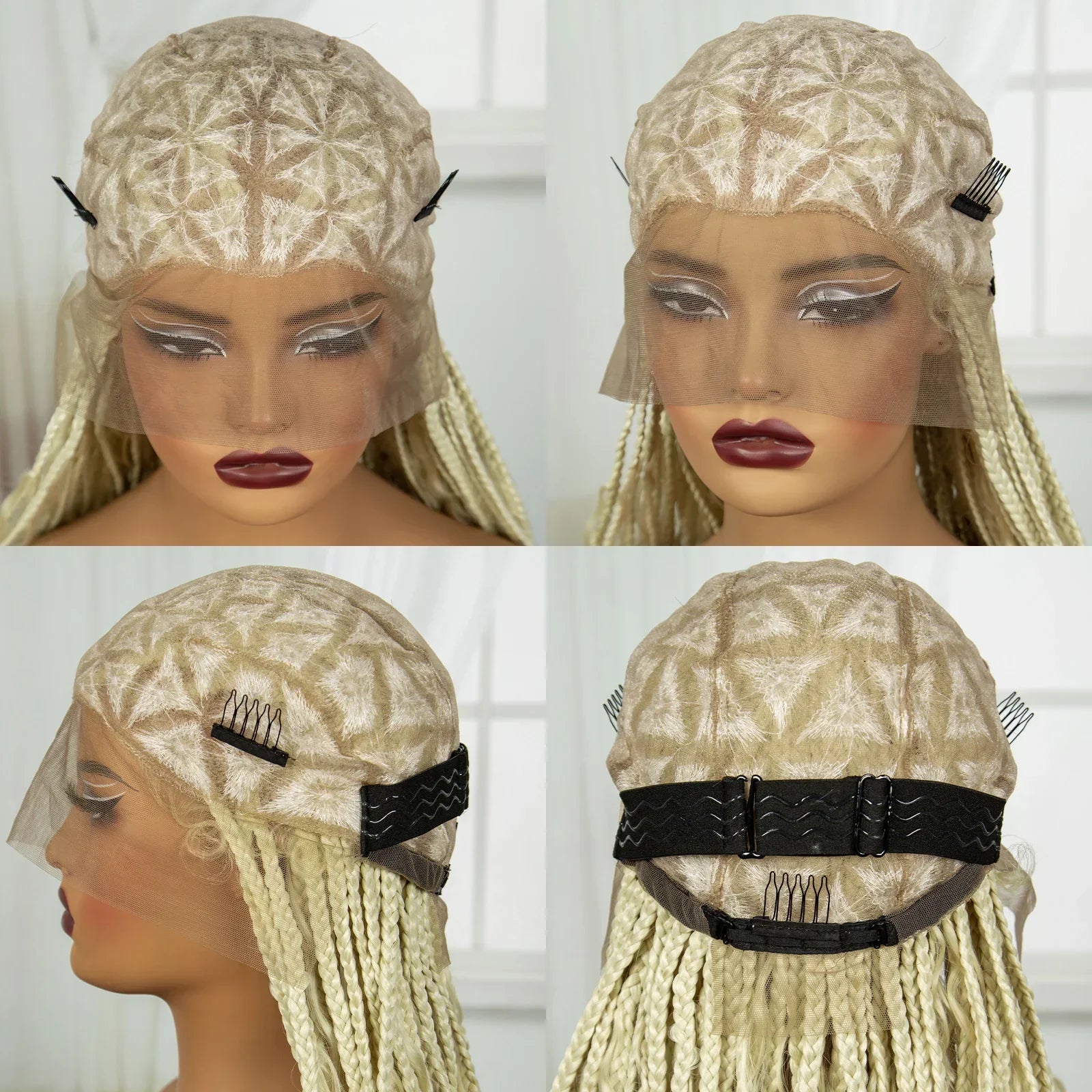 36" Blonde Boho Knotless Braids Wig | Curly Ends | HD Full Lace | Baby Hair