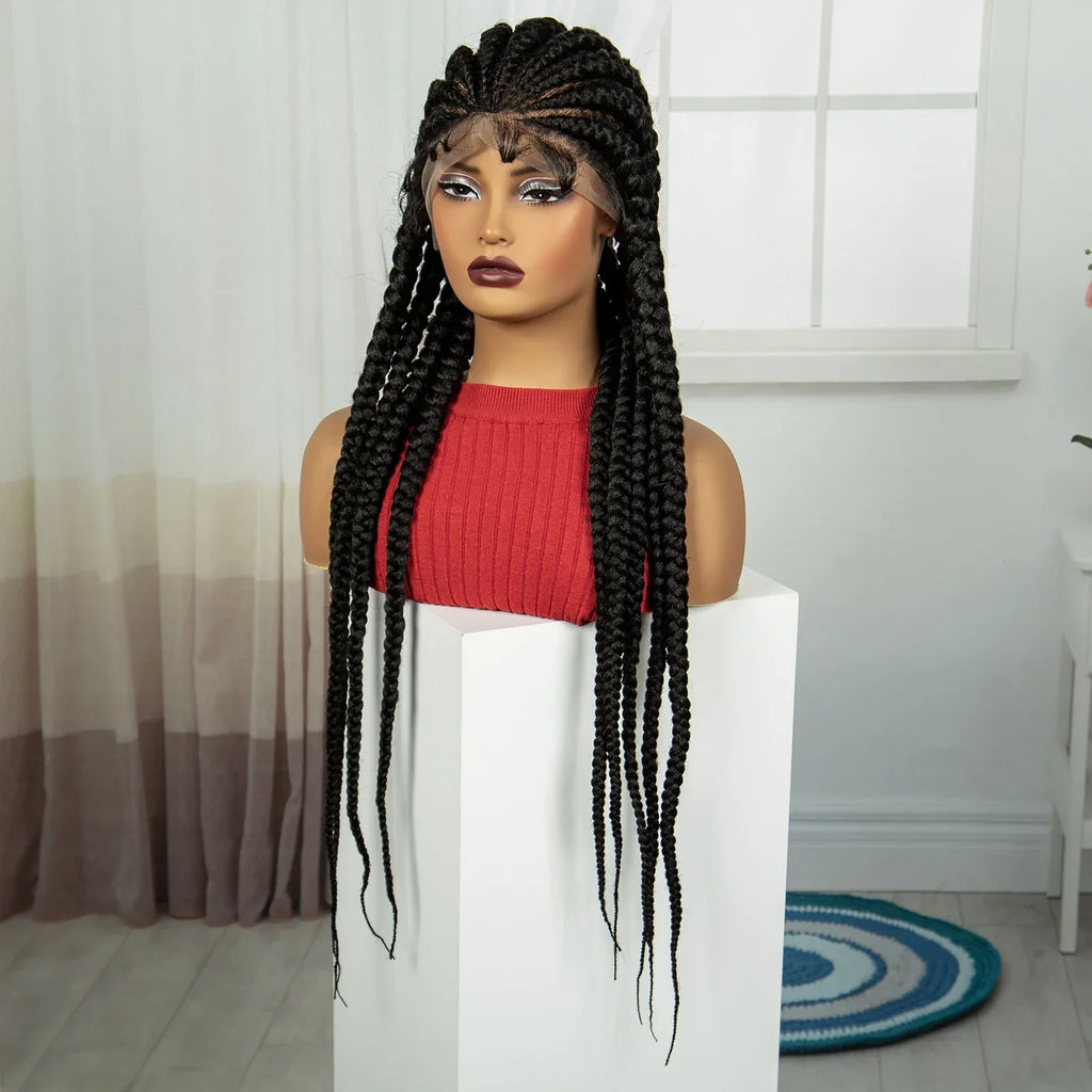32" Natural Cornrow Knotless Braids Wig | Full Lace | Baby Hair