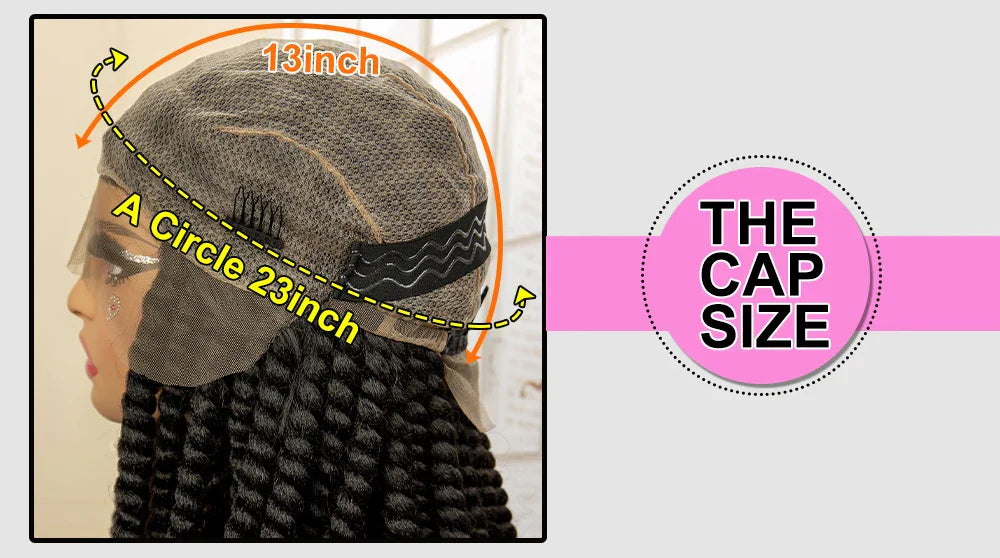 16 Inch Brown Twisted Braided Bob Wig | Full Lace | Kanekalon Fiber | For Black Women