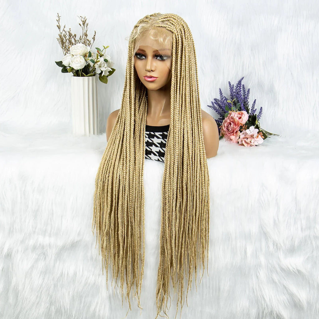 613 Blonde HD Full Lace Braided Wig | Knotless Box & Cornrows | Crochet Braids | Synthetic