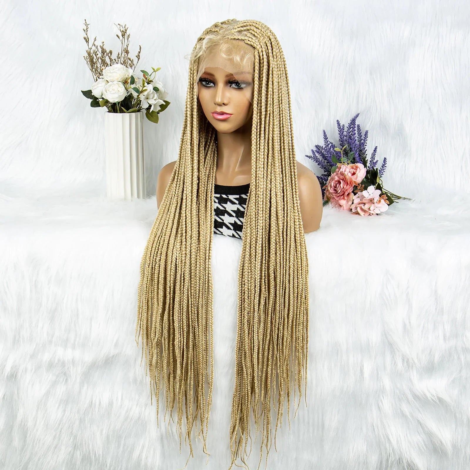 613 Blonde HD Full Lace Braided Wig | Knotless Box & Cornrows | Crochet Braids | Synthetic