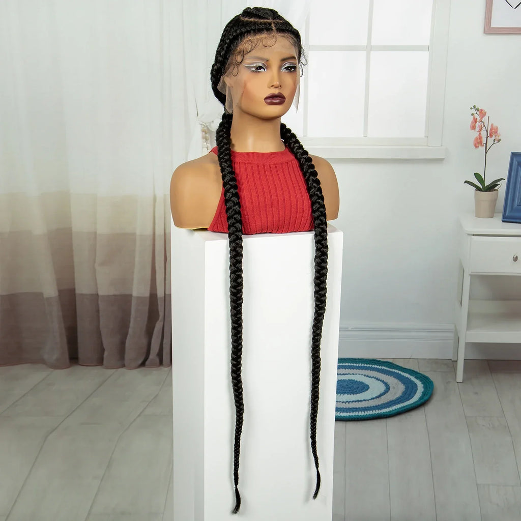 48" Super Long Cornrow Knotless Braids Wig | Full Lace Frontal