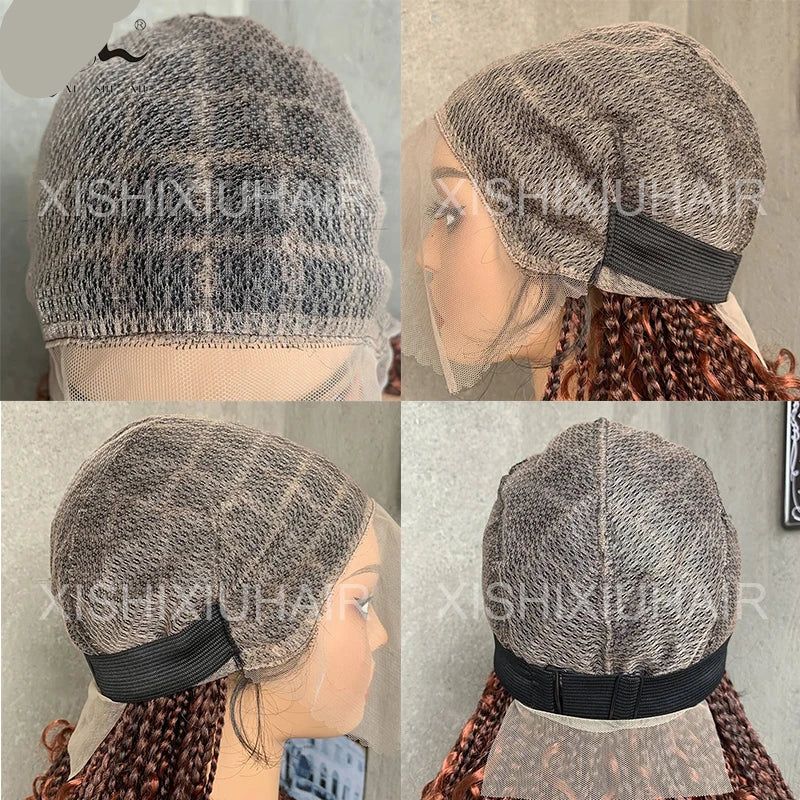 22" Curly End Box Braided Full Lace Front Wig | Goddess Locs | Bohemian Braids | Synthetic Wig