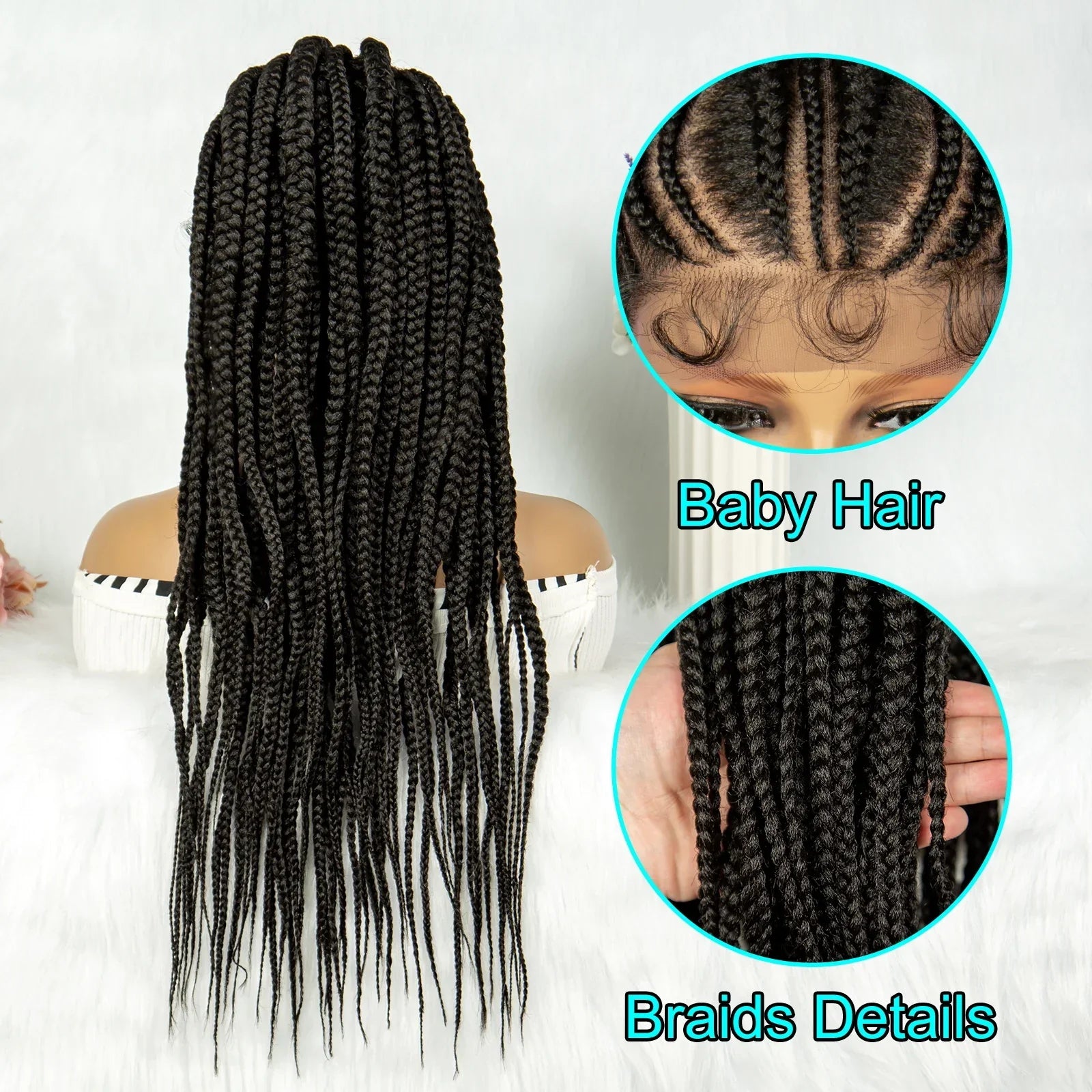 13x6 Lace Front Faux Locs Braided Wig | Crochet Braids | Synthetic Locs | Black Women