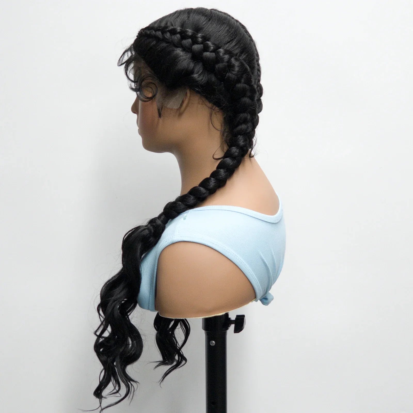 34" Twist Braids Wig | Curly Ends | Lace Front | Baby Hair | Natural Color