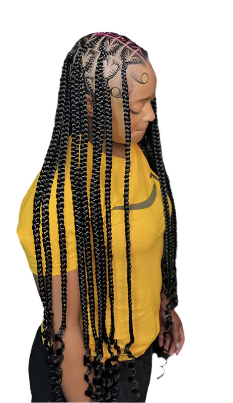36" Heart Box Braids Lace Wig | Full Lace Cornrow Braids | Synthetic Braided Wig for Black Women | Clearance